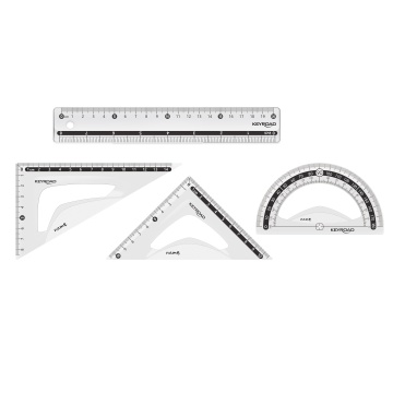 Набор геометрический KEYROAD (2треуг., 20см лин., трансп.), прозр.