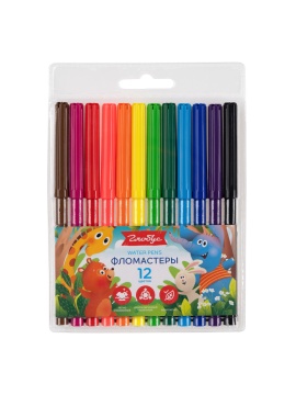 Фломастеры смываемые, 12 цв., блистер Ф12