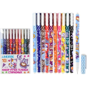 Набор ручек гелевых стираемых deVENTE "Из жизни котиков" 10 цв., 0,5мм