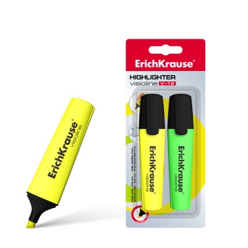 Набор из 2 текстмаркеров ErichKrause Visioline V-12 Neon, цвет чернил: желтый, зеленый (в блистере)