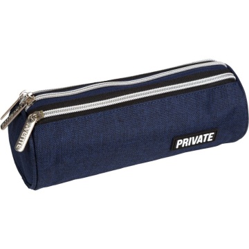 Пенал-косметичка (220*80*80) молния, ткань " Private", 3 отд., темно-синий, на 70пр.