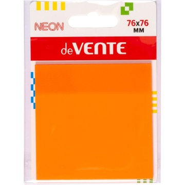 Блок с липким краем (76х76мм) 50л, пластиковый, полупрозрачный, неон оранжевые