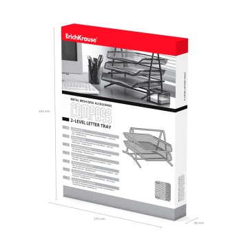 Лоток для бумаг 2-х уровневый металлический ErichKrause Compass, Classic, серебряный