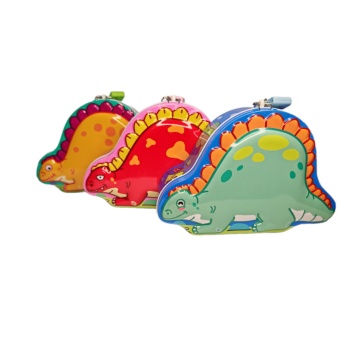 Копилка металл. "Дино" с замочком 18,5*7*13 см, ассорти цветов