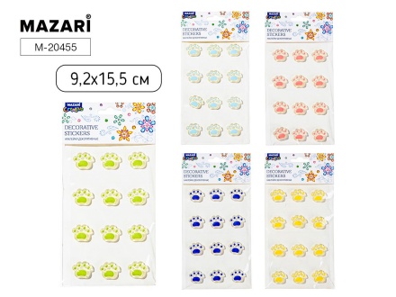 Наклейки декоративные 9,2*15,5см  "Лапки" 5 диз.