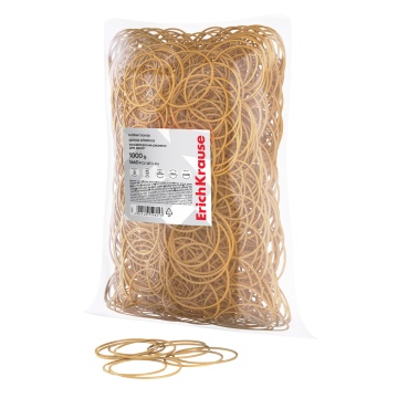 Канцелярские резинки для денег ErichKrause диаметр 60 мм/длина 100 мм, натур.цвет (в пакете по 1 кг.