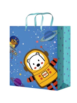 Пакет подар. бумажн. 18*23*8 см 128гр/м2 Медвежонок в космосе
