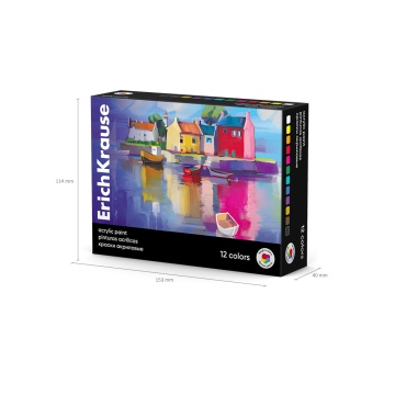 Краски акриловые ErichKrause Art Spirit 12 цветов по 20 мл (в коробке 12 шт)