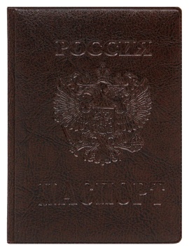 Обложка для паспорта экокожа "Стандарт" коричневая