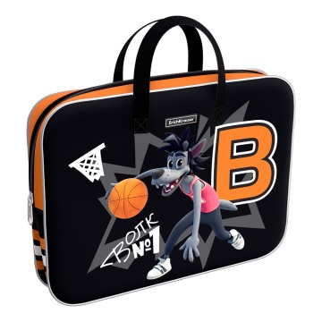 Папка текстильная на молнии ErichKrause с ручками Ну, погоди! Каникулы (Баскетбол), A4+