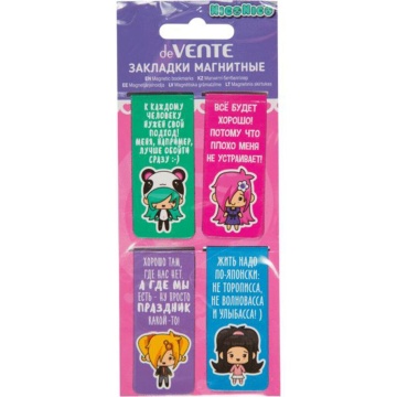 Набор закладок магнитных  4шт., "NicoNico:-)" 2*5см