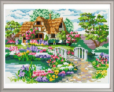 Алмазная мозаика, 30х40см. Полная выкладка. МОСТИК К ДОМУ