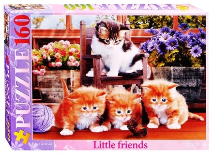 Пазлы  160 элементов  220*330мм.  "Котята с бабочкой"