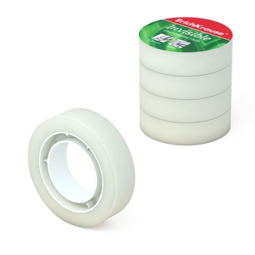 Набор из 4 клейких лент ErichKrause Invisible, 12ммх20м (в пленке)