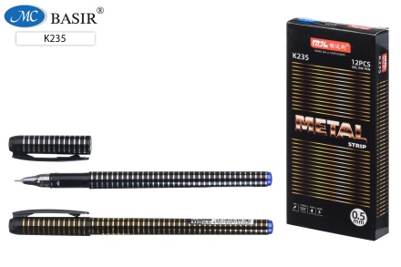 Ручка гелевая: "Metal"; игольчатый наконечник . синий