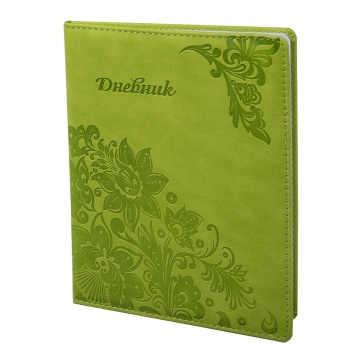 Дневник школьный Alingar 1-11 кл., 48л., 7БЦ, иск. кожа, поролон, тиснение, закругленные углы, салатовый, "Flower-2"