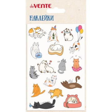 Наклейки декоративные объемные 10*15см  "Cat's activities",мягкие, многоразовые
