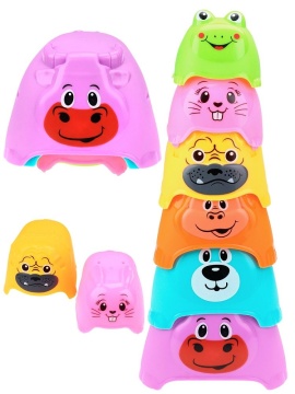 Пирамидка 6 колец "Веселые зверята"