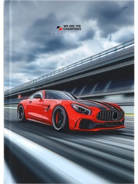 Ежедневник недат. А5  80л., 7БЦ "Красный с черным автомобиль" софт-тач, выб.лак