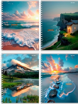 Тетрадь А5  80л кл. гребень Проф-Пресс "Чарующие пейзажи - 2" двойная обложка