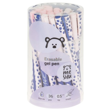 Ручка гелевая стираемая MESHU "Bright&Soft" синяя, 0,5мм, корпус ассорти, софт-тач