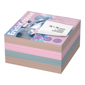 Блок самоклеящийся бумажный ErichKrause Manga, 75х75 мм, 400 листов, 4 цвета