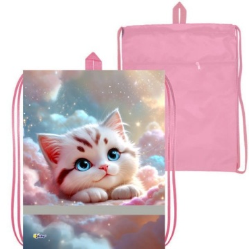 Мешок для обуви 1 отд, 370*470 карман, светоотр. "Мечтающий котик" петля