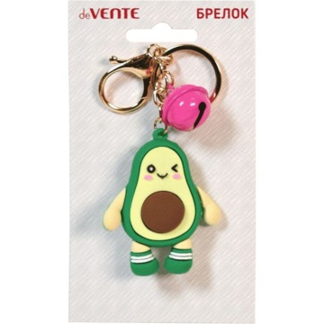 Брелок "deVENTE. Crazy avocado" 5,1*6см с цепочкой и бубенчиком, резиновый*