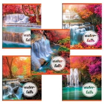 Тетрадь А5 48л. BRAUBERG ЭКО клетка, обложка картон, ВОДОПАДЫ, 403019