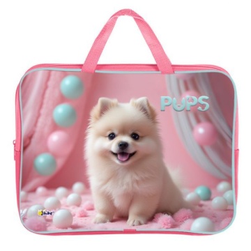 Папка А4 (350*265*80) с ручками, молния, ткань "Забавный шпиц"