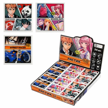 Ластик Феникс+ "Аниме комикс" ассорти, 4*9*0,9см