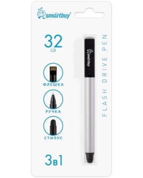 Флеш-драйв  32 GB USB 2.0 Smartbuy Ручка-флэшка-стилус серебристая