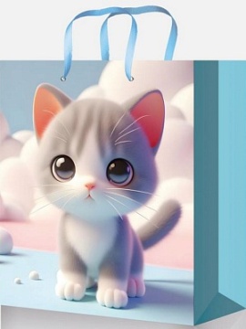 Пакет подар. бумажн. 22*31*10 см, 128гр/м2  Маленький серый