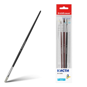 Набор кистей Erich Krause пони/щетина 3шт. 2,4 - пони круглые, 6 - щетина плоская