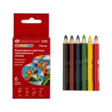 Карандаши цвет. Jumbo  6цв  Цветик", трехгранные, Мини