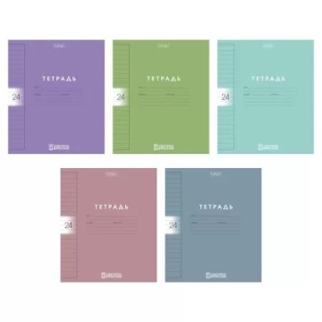 Тетрадь А5 24л лин. Hatber пласт.обл. "Color Set" 5диз.в блоке