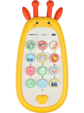 Музыкальный телефон 14см "Жираф" с прорезыв., русс.озвуч. и кор.,бат. 2*ААА не в компл, голубой