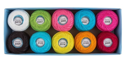 Пряжа Ирис ассорти 16 100% хлопок 10гр., 82м, 10шт