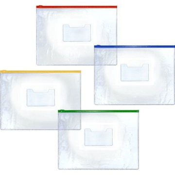 Конверт на молнии 330x220мм ПВХ 150мкм, с карманом для визитной карточки, ассорти