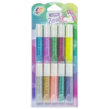 Гель с блестками "Блеск" 10 цв,(по 5 мл.)