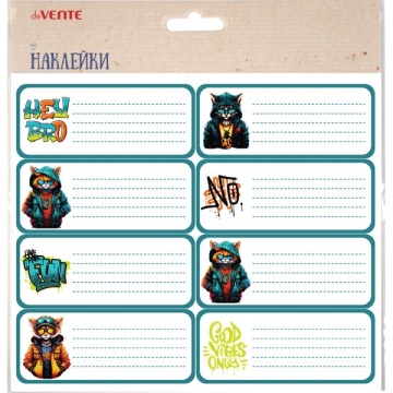 Набор наклеек для тетрадей "deVENTE. Hey Bro" 40x96 мм, 8 шт,