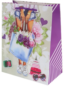 Пакет подар. бумажн. 26*32*10см, 210гр/м2  Отдых в Париже