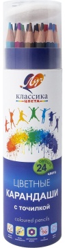 Карандаши цвет. 24цв  Луч "Классика", деревянные, в тубусе
