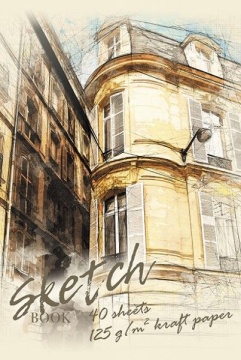Скетчбук А4  40л., гребень, 125гр/м2 "В Париже" крафт бумага, софт-тач, брайль