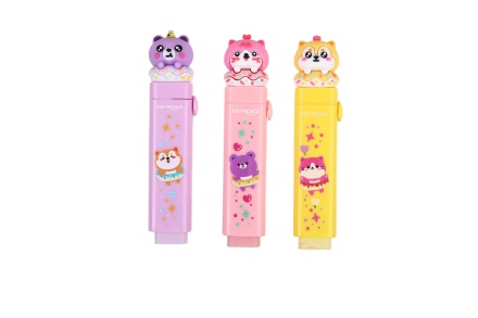 Ластик KEYROAD "Сute cartoon" выдвижной, в комплекте с 1 запасным ластиком, блистер, ассорти