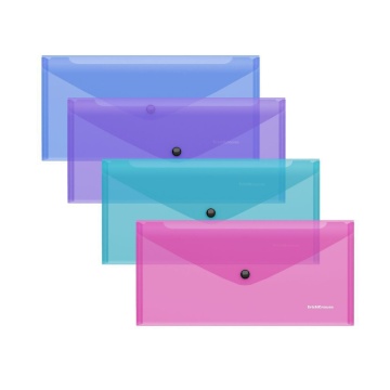 Конверт на кнопке 255х130мм 0,18мм полупрозр. Glossy Vivid,Travel ассорти