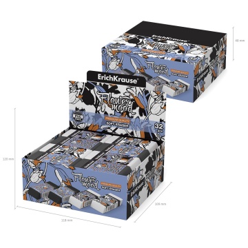 Ластик "Tulips" 60*25*10 термопластичная резина прямоугольный карт.держ ассорти ERICH KRAUSE 55273