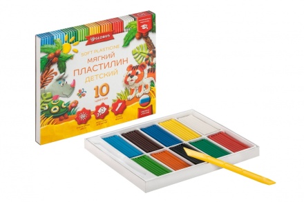 Пластилин 10цв 150гр. Детский мягкий к/к, стек