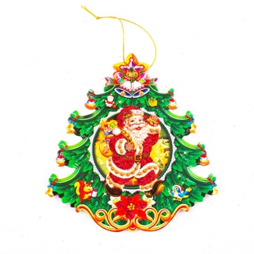 Подвесное украшение 15см "Ёлочка", картон, глиттер