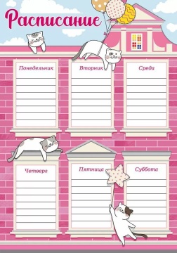 Расписание уроков А4 "Котики" вертикальный формат